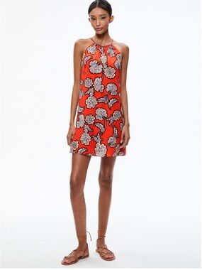 Alice + Olivia Quinn Braided Halter Mini Dress – Red Floral – Size M